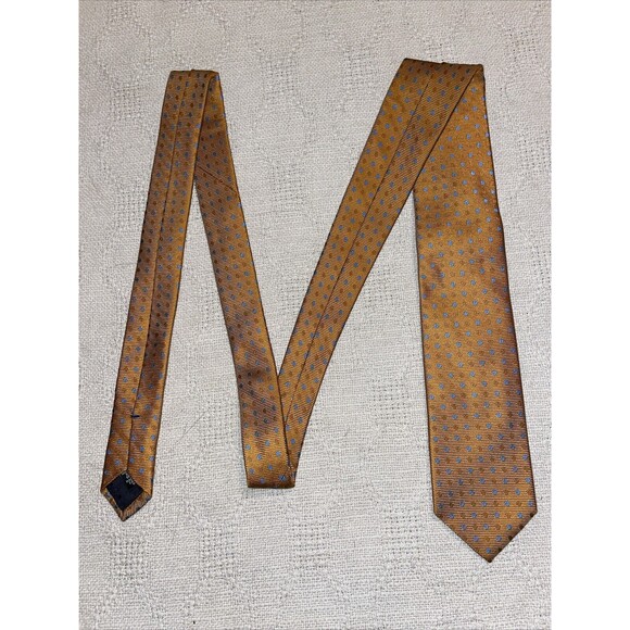 Boss Hugo Boss Men’s Dress Tie Size 59” 3” Gold Dotted Business Formal Italy - Picture 3 of 12